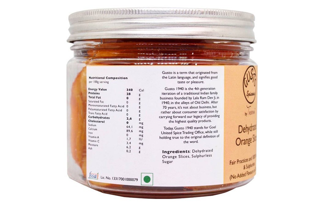 Tassyam Dehydrated Orange Slices   Glass Jar  200 grams
